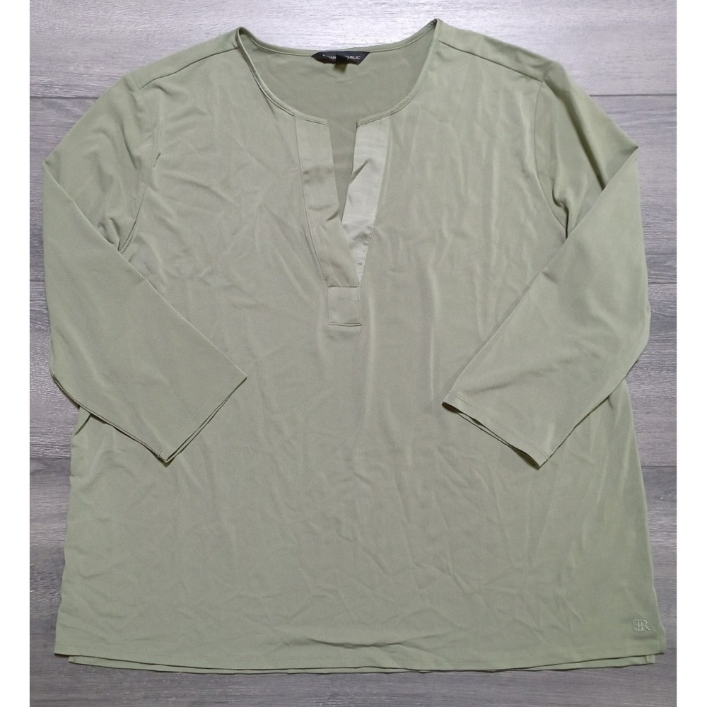 Banana Republic Blouse Adult 2XL Green V-Neck 3/4 Sleeve Womens